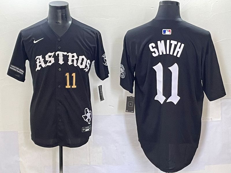Men 2025 Houston Astros 11 Smith Black Seven generations Joint Name Nike MLB Jersey style 7047